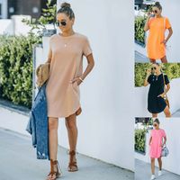 Women's Solid Color Round Neck Loose Mid-length Dress main image 2
