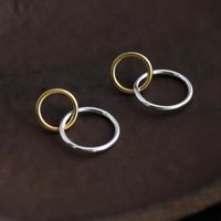 Korean Style Hollow Circle Two-color Interlocking Ring Long Earrings main image 1