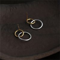 Korean Style Hollow Circle Two-color Interlocking Ring Long Earrings main image 5