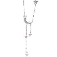 Korean S925 Sterling Silver Star Moon Tassel Necklace main image 6