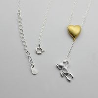 Korean S925 Sterling Love Bear Silver Necklace main image 3