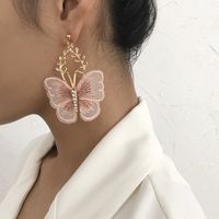 Vintage Creative Embroidery Butterfly Alloy Earrings main image 6
