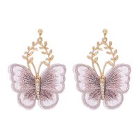 Vintage Creative Embroidery Butterfly Alloy Earrings main image 3