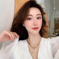 Collar De Oro Rosa De Acero Titanio Con Borla De Mariposa Coreana main image 5
