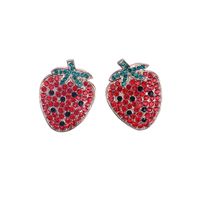Korean Style Strawberry-shaped Full Diamond Earrings main image 6