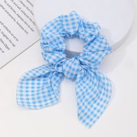 Korean Fashion Style New Blue Plaid Floral Wave Dot Hair Scrunchies main image 4