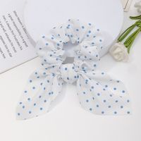 Korean Fashion Style New Blue Plaid Floral Wave Dot Hair Scrunchies main image 3