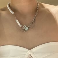 Korean Pearl Splicing Chain Heart Pendant Necklace main image 2