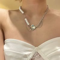 Korean Pearl Splicing Chain Heart Pendant Necklace main image 3
