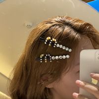 Fashion Letter Crystal Pearl Leopard Color Hairpin main image 5