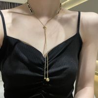 Simple Leather Rope Chain Tassel Pullable Necklace main image 1