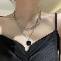 Simple Double Layered Square Pendant Necklace main image 6