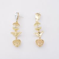 Vintage Style Transparent Water Drop Angel Heart Shape Long Earrings main image 4