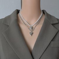 Fashion Double-layer Heart Pendant Pearl Necklace main image 2