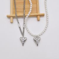 Fashion Double-layer Heart Pendant Pearl Necklace main image 4