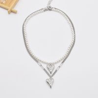 Fashion Double-layer Heart Pendant Pearl Necklace main image 5