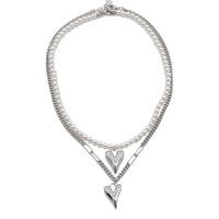 Fashion Double-layer Heart Pendant Pearl Necklace main image 6
