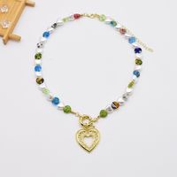 Retro Flower Beads Heart Pendent Pearl Necklace Wholesale main image 3