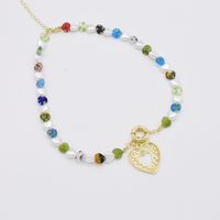 Retro Flower Beads Heart Pendent Pearl Necklace Wholesale main image 4