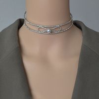 Fashion Simple Diamond Pearl Bowknot Necklace main image 2