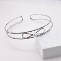 Fashion Simple Diamond Pearl Bowknot Necklace main image 4
