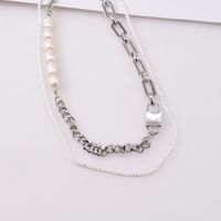 Fashion Multilayer Pearl Stitching Thick Necklace main image 3