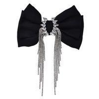 Korean Style Diamond Tassel Design Black Bow Hairpin main image 6
