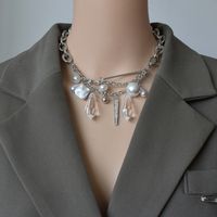 Fashion Crystal Pearl Double Layered Thick Chain Necklace main image 2