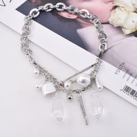 Fashion Crystal Pearl Double Layered Thick Chain Necklace main image 3