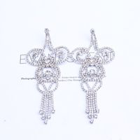 Korean Style Rhinestone Long Tassel Alloy Earrings main image 4