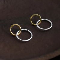 Korean Style Hollow Circle Two-color Interlocking Ring Long Earrings sku image 1