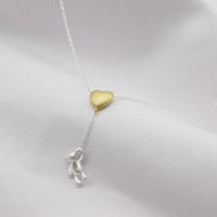 Korean S925 Sterling Love Bear Silver Necklace sku image 1