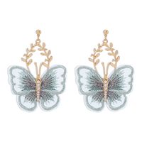 Vintage Creative Embroidery Butterfly Alloy Earrings sku image 2