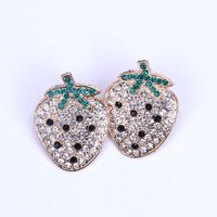 Korean Style Strawberry-shaped Full Diamond Earrings sku image 2