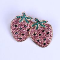 Korean Style Strawberry-shaped Full Diamond Earrings sku image 3