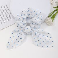 Korean Fashion Style New Blue Plaid Floral Wave Dot Hair Scrunchies sku image 1