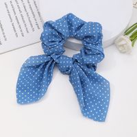 Korean Fashion Style New Blue Plaid Floral Wave Dot Hair Scrunchies sku image 3