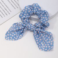 Korean Fashion Style New Blue Plaid Floral Wave Dot Hair Scrunchies sku image 2