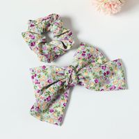 Korean Style Bowknot Floral Fabric Hair Scrunchies sku image 3