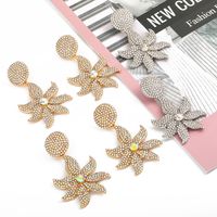 Fashion Retro Exaggerated Flowers Full Of Diamond Earrings main image 5