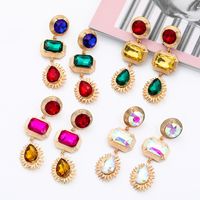 Fashion Retro Exaggerated Geometric Color Diamond Earrings main image 5