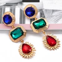 Fashion Retro Exaggerated Geometric Color Diamond Earrings main image 4