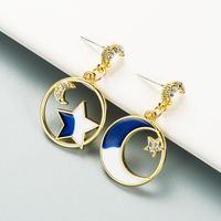 Pendientes De Gota De Aceite De Aleación De Estrella Luna Geométrica De Moda De Estilo Coreano main image 1