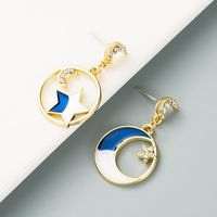 Korean Style Fashion Geometric Star Moon Alloy Oil Drop Earrings main image 4