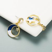 Korean Style Fashion Geometric Star Moon Alloy Oil Drop Earrings main image 5
