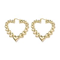 Retro Simple Metal Texture Hollow Heart Shaped Alloy Glossy Earrings main image 6