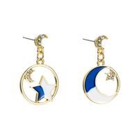 Korean Style Fashion Geometric Star Moon Alloy Oil Drop Earrings sku image 1
