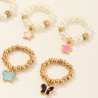 Wholesale Simple Round Beads Star Color Butterfly Children's Ring main image 3