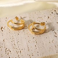 C Shape Plating Stainless Steel No Inlaid Earrings main image 1