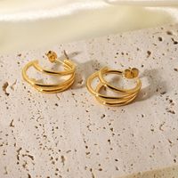 C Shape Plating Stainless Steel No Inlaid Earrings main image 2